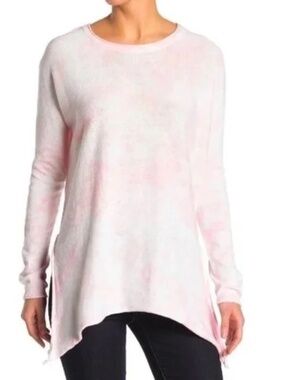 New Cloth by Design Convertible Tie Side Slit Sweater Tie Dye Pink White Medium